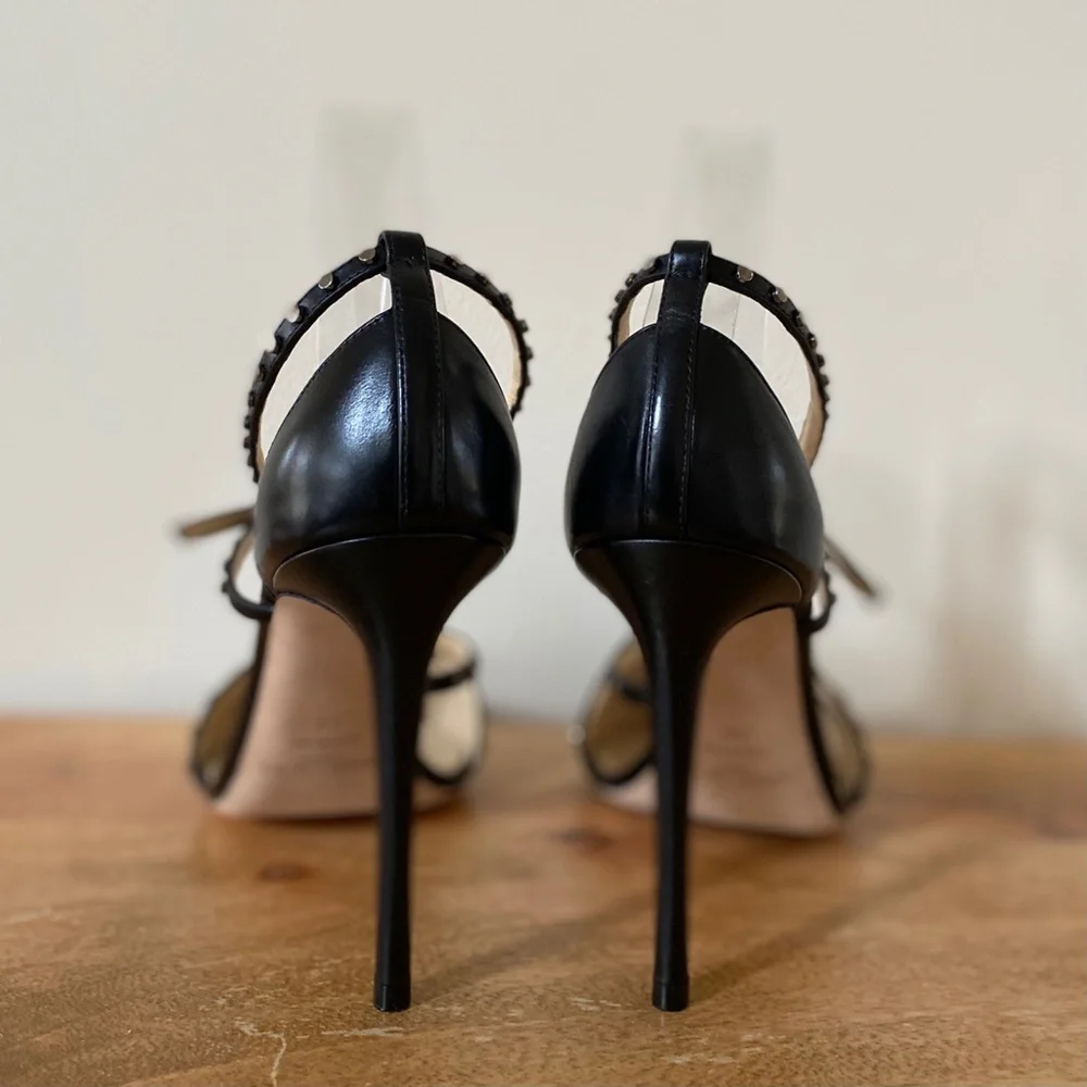 Jimmy Choo TIFF85 Studded Stiletto Sandals With Pointed Toes